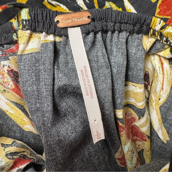 FREE PEOPLE Jodie Tropical Print Kimono Sleeve Mini Dress BLACK / LARGE - Picture 12 of 14